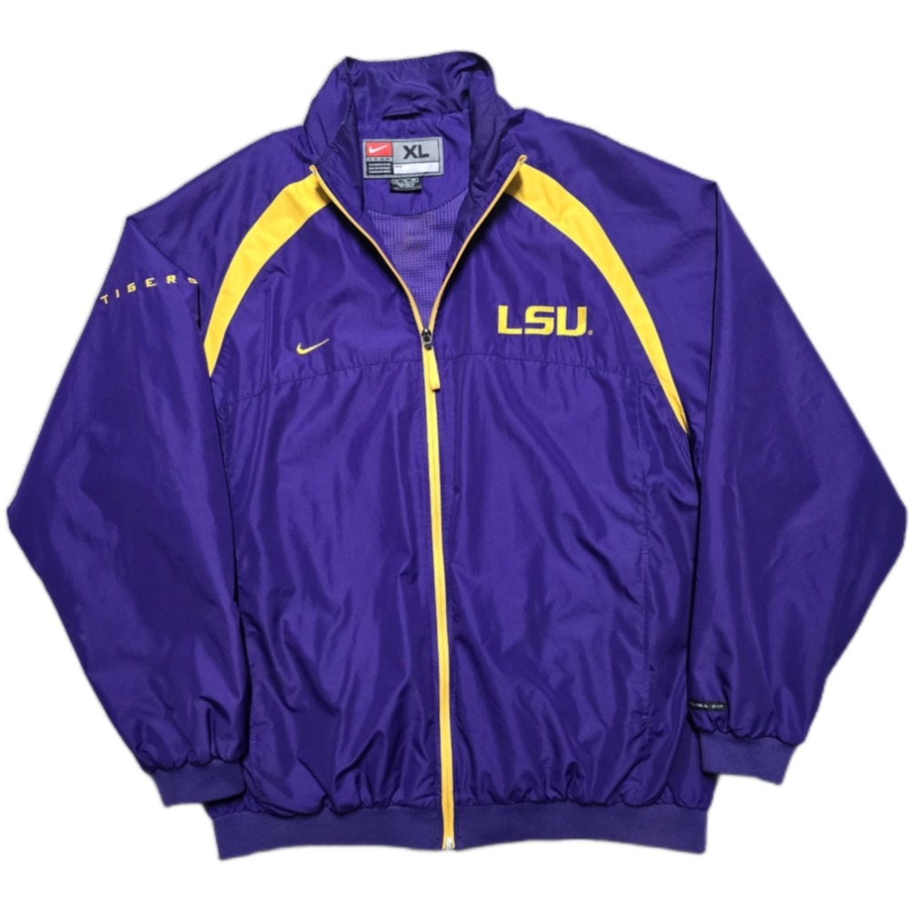 Vintage LSU Tigers Nike Team Clima-Fit Windbreaker Jacket Mens XL Full Zip 90s